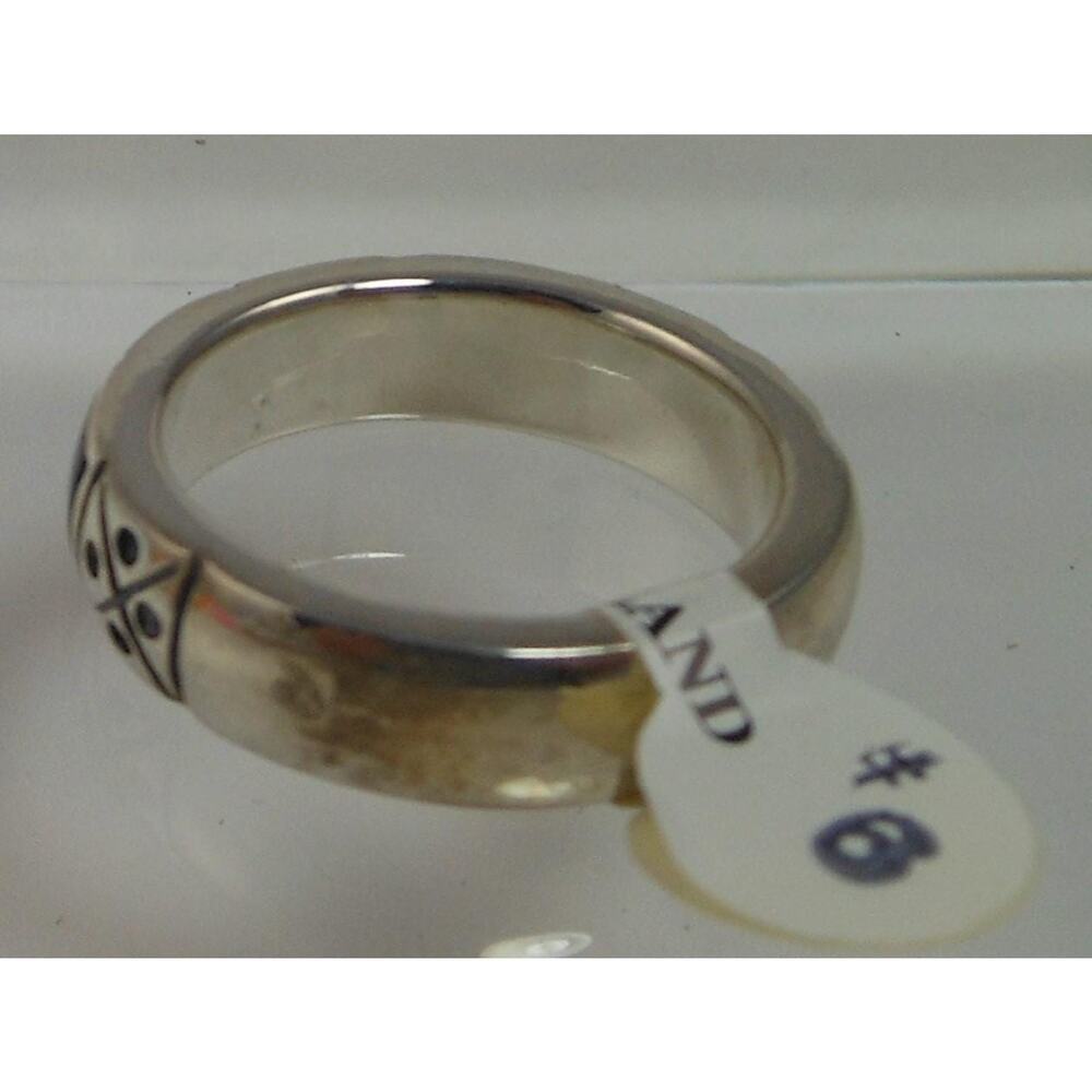Vintage Black Sterling Silver Band Ring, Designer Signed, Size 6.25 - Picture 3 of 9